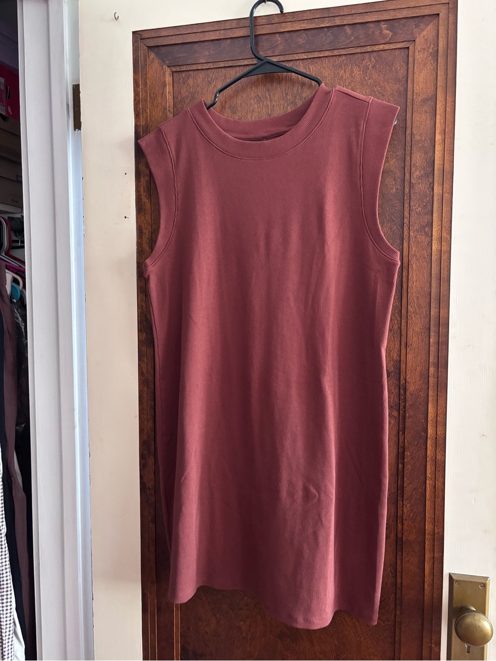 Sleeveless Ribbed Neck Shift Dress